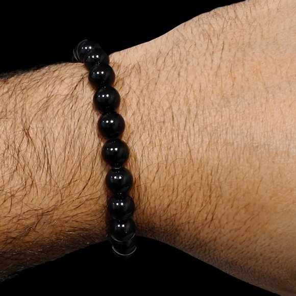 Black Tourmaline Bracelet Natural High Quality Stones 8mm Unisex - Picture 5 of 7
